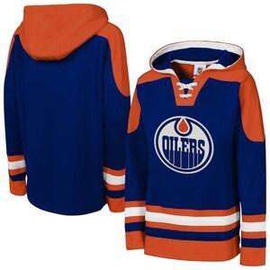 Edmonton Oilers Youth Home V-Neck Pullover Hoodie Youth L/XL
